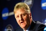 DETROIT - APRIL 06:  Larry Bird answers questions with Earvin 'Magic' Johnson (not pictured) during a news conference to relive their 1979 NCAA Championship Game between Indiana State and Michigan State before the 2009 NCAA Division I Men's Basketball National Championship game at Ford Field on April 6, 2009 in Detroit, Michigan.  (Photo by Gregory Shamus/Getty Images)