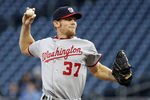 PITTSBURGH, PA - MAY 10:  Stephen Strasburg #37 of the Washington Nationals pitches against the Pittsburgh Pirates during the game on May 10, 2012 at PNC Park in Pittsburgh, Pennsylvania.  (Photo by Justin K. Aller/Getty Images)