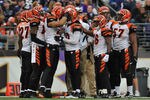 BALTIMORE - NOVEMBER 20:  The Cincinnati Bengals huddle on the sidelines during the game against the Baltimore Ravens at M&T Bank Stadium on November 20,  2011 in Baltimore, Maryland. The Ravens defeated the Bengals 31-24. (Photo by Larry French/Getty Images)