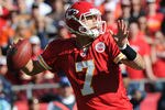 KANSAS CITY, MO - NOVEMBER 13:  Quarterback Matt Cassel #7 of the Kansas City Chiefs throws a pass down field against the Denver Broncos on November 13, 2011 during the first half at Arrowhead Stadium in Kansas City, Missouri.  (Photo by Peter Aiken/Getty Images)