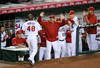 ANAHEIM, CA - OCTOBER 22:  Torii Hunter #48 of the Los Angeles Angels of Anaheim celebrates with batting coach Mickey Hatcher after scoring in the seventh inning in Game Five of the ALCS against the New York Yankees during the 2009 MLB Playoffs at Angel Stadium on October 22, 2009 in Anaheim, California.  (Photo by Harry How/Getty Images)