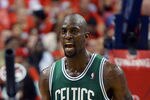 PHILADELPHIA, PA - MAY 16: Kevin Garnett #5 of the Boston Celtics celebrates a shot during the game against the Philadelphia 76ers in Game Three of the Eastern Conference Semifinals in the 2012 NBA Playoffs at the Wells Fargo Center on May 16, 2012 in Philadelphia, Pennsylvania. NOTE TO USER: User expressly acknowledges and agrees that, by downloading and or using this photograph, User is consenting to the terms and conditions of the Getty Images License Agreement. (Photo by Drew Hallowell/Getty Images)