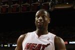MIAMI, FL - MAY 13:  Guard Dwyane Wade #3 of the Miami Heat reacts against the Indiana Pacers in Game One of the Eastern Conference Semifinals in the 2012 NBA Playoffs on May 13, 2012 at the American Airines Arena in Miami, Florida. The Heat defeated the Pacers 95-86. NOTE TO USER: User expressly acknowledges and agrees that, by downloading and or using this photograph, User is consenting to the terms and conditions of the Getty Images License Agreement.  (Photo by Marc Serota/Getty Images)