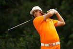 CHARLOTTE, NC - MAY 06:  Rickie Fowler of the United States hits his tee shot on the 12th hole during the final round of the Wells Fargo Championship at the Quail Hollow Club on May 6, 2012 in Charlotte, North Carolina.  (Photo by Streeter Lecka/Getty Images)