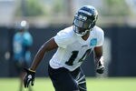 JACKSONVILLE, FL - MAY 05:  Wide receiver Justin Blackmon #14 during Jacksonville Jaguars Minicamp at EverBank Field on  May 5, 2012 in Jacksonville, Florida  (Photo by Rick Dole/Getty Images)