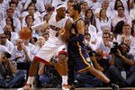 MIAMI, FL - MAY 15:  LeBron James #6 of the Miami Heat posts up Danny Granger #33 of the Indiana Pacers during Game Two of the Eastern Conference Semifinals in the 2012 NBA Playoffs  at AmericanAirlines Arena on May 15, 2012 in Miami, Florida. NOTE TO USER: User expressly acknowledges and agrees that, by downloading and/or using this Photograph, User is consenting to the terms and conditions of the Getty Images License Agreement.  (Photo by Mike Ehrmann/Getty Images)