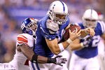 INDIANAPOLIS - SEPTEMBER 19: Dallas Clark #44  of the Indianapolis Colts catches a pass while defended by Kenny Phillips #21 of the New York Giants during the NFL game at Lucas Oil Stadium on September 19, 2010 in Indianapolis, Indiana.  (Photo by Andy Lyons/Getty Images)