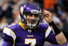 MINNEAPOLIS, MN - DECEMBER 4: Christian Ponder #7 of the Minnesota Vikings reacts to throwing an interception for a Denver Broncos touchdown in the first quarter on December 4, 2011 at Mall of America Field at the Hubert H. Humphrey Metrodome in Minneapolis, Minnesota. (Photo by Hannah Foslien/Getty Images)