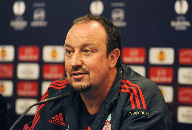 MADRID, SPAIN - APRIL 21:  Liverpool manager Rafa Benitez answers a question during the team press conference at the Vicente Calderon stadium on April 21, 2010 in Madrid, Spain. Liverpool play Atletico Madrid April 22 in the UEFA Europa League semi-finals, first leg match in Madrid.  (Photo by Denis Doyle/Getty Images)