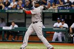 ST. PETERSBURG, FL - MAY 16:  Designated hitter David Ortiz #34 of the Boston Red Sox fouls off a pitch against the Tampa Bay Rays during the game at Tropicana Field on May 16, 2012 in St. Petersburg, Florida.  (Photo by J. Meric/Getty Images)