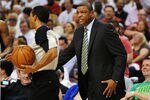 PHILADELPHIA, PA - MAY 18: Doc Rivers of the Boston Celtics yells at the referee during the game again the Philadelphia 76ers in Game Four of the Eastern Conference Semifinals in the 2012 NBA Playoffs at the Wells Fargo Center on May 18, 2012 in Philadelphia, Pennsylvania. NOTE TO USER: User expressly acknowledges and agrees that, by downloading and or using this photograph, User is consenting to the terms and conditions of the Getty Images License Agreement. (Photo by Drew Hallowell/Getty Images)