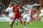 MADRID, SPAIN - APRIL 25:  Mario Gomez of Bayern Munich battles for the ball with Kaka of Real Madrid during the UEFA Champions League Semi Final second leg between Real Madrid CF and Bayern Munich at The Bernabeu Stadium on April 25, 2012 in Madrid, Spain.  (Photo by Jasper Juinen/Getty Images)