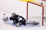 LOS ANGELES, CA - MAY 17:  Goaltender Jonathan Quick #32 of the Los Angeles Kings makes a save in the first period while taking on the Phoenix Coyotes in Game Three of the Western Conference Final during the 2012 NHL Stanley Cup Playoffs at Staples Center on May 17, 2012 in Los Angeles, California.  (Photo by Jeff Gross/Getty Images)