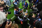 MUNICH, GERMANY - MAY 19:  Didier Drogba of Chelsea celebrates with the trophy surrounded by photographers after their victory in the UEFA Champions League Final between FC Bayern Muenchen and Chelsea at the Fussball Arena München on May 19, 2012 in Munich, Germany.  (Photo by Alex Livesey/Getty Images)
