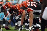 CHARLOTTE, NC - SEPTEMBER 26:  The offensive line of the Cincinnati Bengals against the Carolina Panthers during their game at Bank of America Stadium on September 26, 2010 in Charlotte, North Carolina.  (Photo by Streeter Lecka/Getty Images)
