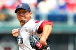 PHILADELPHIA, PA - MAY 20:  Josh Beckett #19 of the Boston Red Sox throws a pitch against the Philadelphia Phillies in a MLB interleague baseball game on May 20, 2012 at Citizens Bank Park in Philadelphia, Pennsylvania. (Photo by Rich Schultz/Getty Images)