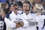 SOUTH BEND, IN - SEPTEMBER 17:  Head Coach Brian Kelly of the Notre Dame Fighting Irish looks on while playing the Michigan State Spartans during the second half September 17, 2011at Notre Dame Stadium in South Bend, Indiana. Notre Dame defeated Michigan State 31-13. (Photo by John Gress/Getty Images)
