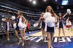 LOS ANGELES, CA - MARCH 08:  Arizona Wildcats cheerleaders perform after the Wildcats 66-58 victory against the UCLA Bruins during the quarterfinals of the 2012 Pacific Life Pac-12 basketball tournament at Staples Center on March 8, 2012 in Los Angeles, California.  (Photo by Stephen Dunn/Getty Images)