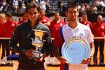 ROME, ITALY - MAY 21:  Rafael Nadal of Spain holds his winners  trophy after defeating Novak Djokovic of Serbia in their final match during day ten of the Internazionali BNL d'Italia 2012 at the Foro Italico Tennis Centre on May 21, 2012 in Rome, Italy.  (Photo by Clive Brunskill/Getty Images)