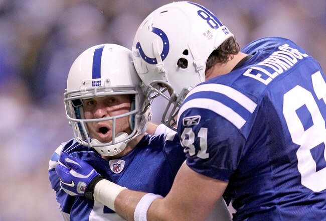 INDIANAPOLIS, IN - DECEMBER 22:  Dan Orlovsky #6 of the Indianapolis Colts celebrates with Brody Eldridge #81 after throwing the game winning touchdown pass during the NFL against  the Houston Texans at Lucas Oil Stadium on December 22, 2011 in Indianapolis, Indiana.  (Photo by Andy Lyons/Getty Images)