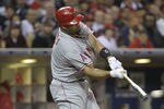 SAN DIEGO, CA - MAY 19: Albert Pujols #5 of the Los Angeles Angels of Anaheim hits a single during the eighth inning of a baseball game against the San Diego Padres at Petco Park on May 19, 2012 in San Diego, California. (Photo by Denis Poroy/Getty Images)