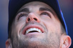 TORONTO, CANADA - MAY 20: David Wright #5 of the New York Mets looks up at the CN Tower before MLB game action against the Toronto Blue Jays on May 20, 2012 at Rogers Centre in Toronto, Ontario, Canada. (Photo by Tom Szczerbowski/Getty Images)