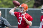BEREA, OH - MAY 12: Quarterback Brandon Weeden #3 of the Cleveland Browns during the second day of minicamp at Cleveland Browns training facility on May 12, 2012 in Berea, Ohio. (Photo by Jason Miller/Getty Images)