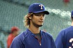 HOUSTON - MAY 18: Yu Darvish of the Texas Rangers during batting practice before playing the Houston Astros at Minute Maid Park on May 18, 2012 in Houston, Texas.  (Photo by Bob Levey/Getty Images)