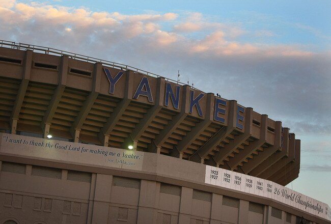 NEW YORK - SEPTEMBER 21:  A view of the Yankee Stadium at sunset prior to the start of the last game at Yankee Stadium between the Baltimore Orioles and the New York Yankees on September 21, 2008 at Yankee Stadium in the Bronx borough of New York City. Yankee Stadium held it's inaugural game on April 18, 1923 against the Boston Red Sox and tonight's match will be the final game to be played at the historic stadium. During it's 85 years as 'The Home of Champions,' the stadium has also been known as 'The House that Ruth Built' and 'The Cathedral.' The stadium has been host to 33 World Series, three Papal visits and has been visited by legends such as Babe Ruth, Joe DiMaggio, Yogi Bera, Mickey Mantle and boxing great Muhummad Ali. In 2009 the Yankees will move across the street to a newly constructed stadium estimated to cost $1.3 billion.  (Photo by Chris McGrath/Getty Images)