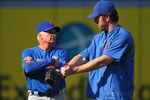 TORONTO, CANADA - MAY 18:  Manager Terry Collins #10 of the New York Mets talks to Ike Davis #29 before game action against the Toronto Blue Jays on May 18, 2012 at Rogers Centre in Toronto, Ontario, Canada. (Photo by Tom Szczerbowski/Getty Images)