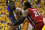 INDIANAPOLIS, IN - MAY 17:  Roy Hibbert #55 of the Indiana Pacers moves against Ronny Turiaf #21 of the Miami Heat in Game Three of the Eastern Conference Semifinals in the 2012 NBA Playoffs at Bankers Life Fieldhouse on May 17, 2012 in Indianapolis, Indiana. The Pacers defeated the Heat 94-75. NOTE TO USER: User expressly acknowledges and agrees that, by downloading and/or using this photograph, User is consenting to the terms and conditions of the Getty Images License Agreement.  (Photo by Jonathan Daniel/Getty Images)
