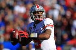 JACKSONVILLE, FL - JANUARY 02:  Quaterback Braxton Miller #5 of Ohio State Buckeyes looks to pass during the first half at the TaxSlayer.com Gator Bowl against the Florida Gators at EverBank Field on January 2, 2012 in Jacksonville, Florida.  (Photo by Scott Halleran/Getty Images)