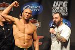 PORTLAND, OR - AUGUST 28: UFC heavyweight fighter Randy Couture (L) is interviewed by UFC commentator Joe Rogan at the UFC 102: Couture vs. Nogueira Weigh-In at the Rose Garden Arena on August 28, 2009 in Portland, Oregon. (Photo by Jon Kopaloff/Getty Images)