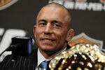 NEW YORK - MARCH 24:  Georges St-Pierre of Montreal, Quebec, Canada speaks at a press conference for UFC 111 at Radio City Music Hall on March 24, 2010 in New York City.  St-Pierre will face Dan Hardy of Nottingham UK in the Welterweight title bout. (Photo by Jeff Zelevansky/Getty Images)