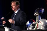 INDIANAPOLIS, IN - FEBRUARY 03:  NFL Commissioner Roger Goodell addresses the media during a news conference ahead of Superbowl XLVI on February 3, 2012 in Indianapolis, Indiana.  (Photo by Jamie Squire/Getty Images)