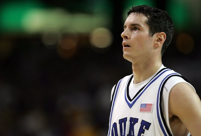 ATLANTA - MARCH 23:  J.J. Redick #4 of the Duke Blue Devils looks down court during third round game of the 2006 NCAA Division I Men's Basketball Tournament Regional against  the LSU Tigers at the Georgia Dome on March 23, 2006 in Atlanta, Georgia.  (Photo by Streeter Lecka/Getty Images)