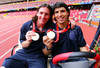 BEIJING - AUGUST 23: Argentinian forwards Lionel Messi (L) and Sergio Aguero  gold medal pose during the men's Olympic football tournament medal ceremony at the national stadium in Beijing during  the Men's Final between Nigeria and Argentina at the National Stadium on Day 15 of the Beijing 2008 Olympic Games on August 23, 2008 in Beijing, China. (Photo by Koji Watanabe/Getty Images)