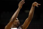 MIAMI, FL - MAY 13: Forward Chris Bosh #1 of the Miami Heat warms up prior to playing against the  Indiana Pacers in Game One of the Eastern Conference Semifinals in the 2012 NBA Playoffs on May 13, 2012 at the American Airines Arena in Miami, Florida. NOTE TO USER: User expressly acknowledges and agrees that, by downloading and or using this photograph, User is consenting to the terms and conditions of the Getty Images License Agreement.  (Photo by Marc Serota/Getty Images)