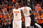 BOSTON, MA - MARCH 24:  Dion Waiters #3 of the Syracuse Orange reacts after a basket against the Ohio State Buckeyes during the 2012 NCAA Men's Basketball East Regional Final at TD Garden on March 24, 2012 in Boston, Massachusetts.  (Photo by Jim Rogash/Getty Images)