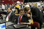 MONTREAL - JUNE 26:  Washington Capitals Assistant GM, Dir. of Legal Affairs Don Fishman (r) speaks with VP & GM George McPhee during the first round of the 2009 NHL Entry Draft at the Bell Centre on June 26, 2009 in Montreal, Quebec, Canada. (Photo by Bruce Bennett/Getty Images)