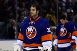 UNIONDALE, NY - MARCH 29:  Goalie Al Montoya #35 of the New York Islanders looks on against the Pittsburgh Penguins at Nassau Veterans Memorial Coliseum on March 29, 2012 in Uniondale, New York.  (Photo by Chris Chambers/Getty Images)