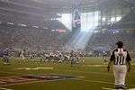 Ford Field in sunlight as the Detroit Lions host the Miami Dolphins in a Thanksgiving Day game Nov. 23, 2006 in Detroit. The Dolphins won 27 - 10.  (Photo by Al Messerschmidt/Getty Images)