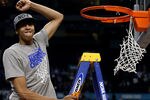 NEW ORLEANS, LA - APRIL 02:  Anthony Davis #23 of the Kentucky Wildcats celebrates before he cuts down the net after the Wildcats defeat the Kansas Jayhawks 67-59 in the National Championship Game of the 2012 NCAA Division I Men's Basketball Tournament at the Mercedes-Benz Superdome on April 2, 2012 in New Orleans, Louisiana.  (Photo by Jeff Gross/Getty Images)