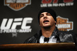 NEW YORK - MARCH 24:  Frank Mir of Las Vegas, Nevada speaks at a press conference for UFC 111 at Radio City Music Hall on March 24, 2010 in New York City.  Mir will face Shane Carwin of Denver, Colorado in the INterim heavyweight title bout.  (Photo by Jeff Zelevansky/Getty Images)