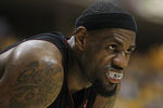 INDIANAPOLIS, IN - MAY 24:  LeBron James #6 of the Miami Heat waits for an in-bounds play during a TV time out against the Indiana Pacers in Game Six of the Eastern Conference Semifinals in the 2012 NBA Playoffs at Bankers Life Fieldhouse on May 24, 2012 in Indianapolis, Indiana. The Heat defeated the Pacers 105-93. NOTE TO USER: User expressly acknowledges and agrees that, by downloading and/or using this photograph, User is consenting to the terms and conditions of the Getty Images License Agreement.  (Photo by Jonathan Daniel/Getty Images)