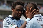 KANSAS CITY, KS - MAY 27:  Kei Kamara #23 of Sporting KC celebrates with C.J. Sapong #17 after scoring during the game against the San Jose Earthquakes on May 27, 2012 at Livestrong Sporting Park in Kansas City, Kansas.  (Photo by Jamie Squire/Getty Images)
