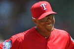 ARLINGTON, TX - MAY 27:  Adrian Beltre #29 of the Texas Rangers smiles during their game against the Toronto Blue Jays at Rangers Ballpark in Arlington on May 27, 2012 in Arlington, Texas.  (Photo by Cooper Neill/Getty Images)