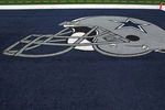 ARLINGTON, TX - SEPTEMBER 26:  The Dallas Cowboys helmet in the endzone at Cowboys Stadium on September 26, 2011 in Arlington, Texas.  (Photo by Ronald Martinez/Getty Images)