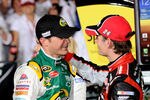 CONCORD, NC - MAY 27:  Jeff Gordon (R), driver of the #24 Drive to End Hunger Chevrolet, congratulates Kasey Kahne (L), driver of the #5 Quaker State Chevrolet, in Victory Lane after winning the NASCAR Sprint Cup Series Coca-Cola 600 at Charlotte Motor Speedway on May 27, 2012 in Concord, North Carolina.  (Photo by John Harrelson/Getty Images for NASCAR)