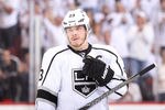 GLENDALE, AZ - MAY 13: Dustin Brown #23 of the Los Angeles Kings looks on during a break in Game One of the Western Conference Finals against the Phoenix Coyotes during the 2012 NHL Stanley Cup Playoffs at Jobing.com Arena on May 13, 2012 in Glendale, Arizona. The Kings defeated the Coyotes 4-2.  (Photo by Christian Petersen/Getty Images)